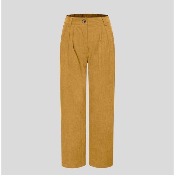 Halara Mid Rise Button Zipper Side Pocket Corduroy Casual Pants - Picture 8 of 13